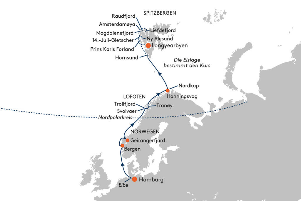 Expedition Norwegen und Nordwestspitzbergen  Nordmeer-Trume unter der Mitternachtssonne