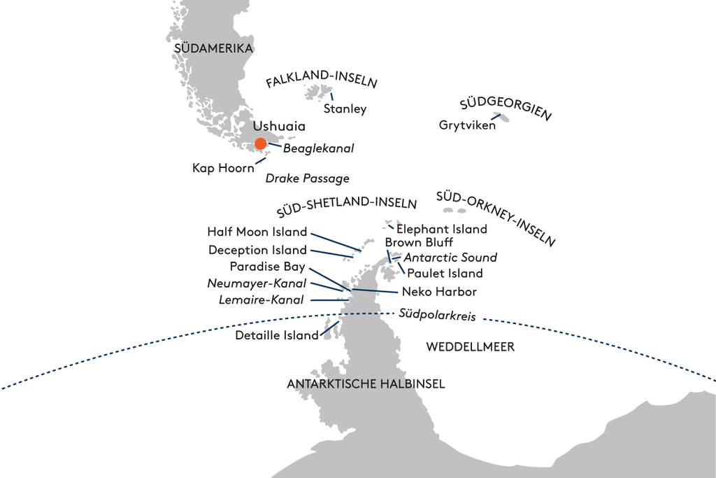 Expedition Antarktis - Groe Expeditionsroute intensiv mit Sdpolarkreis und Kap Hoorn