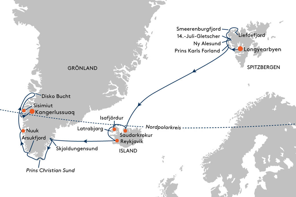 Expedition Spitzbergen, Island und Grönland – Drei nordische Wunderwelten vereint